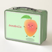 Niedliche Happy Mango Gelb Cartoon Illustration Metall Brotdose (Rückseite)