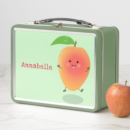 Niedliche Happy Mango Gelb Cartoon Illustration Metall Brotdose (Beispiel)