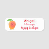 Niedliche Happy Mango Gelb Cartoon Illustration Namensschild (Vorderseite)