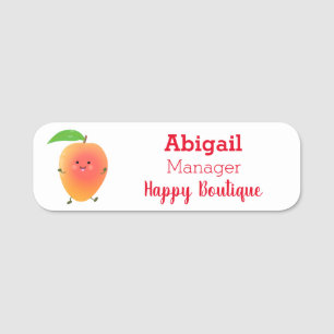 Niedliche Happy Mango Gelb Cartoon Illustration Namensschild