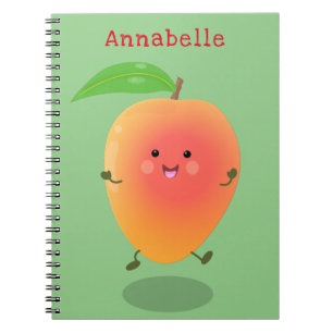 Niedliche Happy Mango Gelb Cartoon Illustration Notizblock