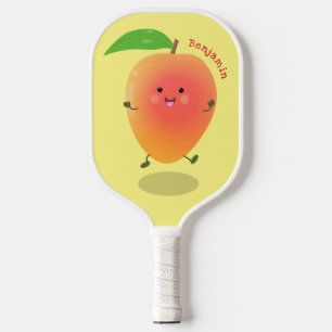 Niedliche Happy Mango Gelb Cartoon Illustration Pickleball Schläger