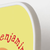 Niedliche Happy Mango Gelb Cartoon Illustration Pickleball Schläger (Linke Seite)