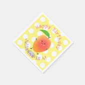Niedliche Happy Mango Gelb Cartoon Illustration Serviette (Ecke)