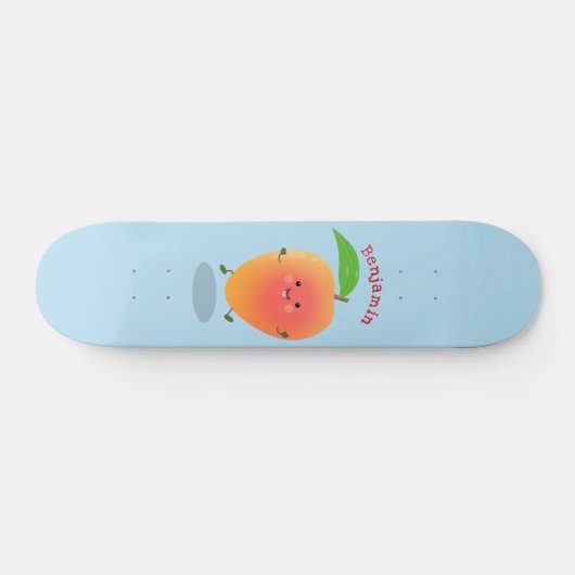 Niedliche Happy Mango Gelb Cartoon Illustration Skateboard (Horizontal)