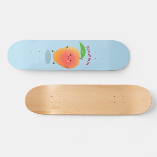 Niedliche Happy Mango Gelb Cartoon Illustration Skateboard (Horizontal)