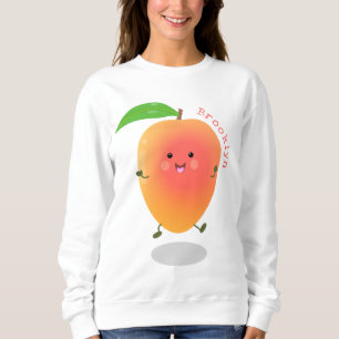 Niedliche Happy Mango Gelb Cartoon Illustration Sweatshirt