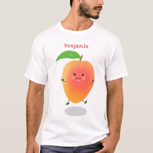 Niedliche Happy Mango Gelb Cartoon Illustration T-Shirt