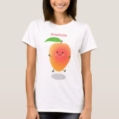 Niedliche Happy Mango Gelb Cartoon Illustration T-Shirt (Vorderseite)