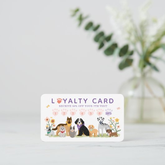 Niedliche Happy Pet Family Pet Care & Grooming Loy Visitenkarte (Stehend Vorderseite)