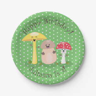 Niedliche Happy Pilz Cartoon Illustration Pappteller