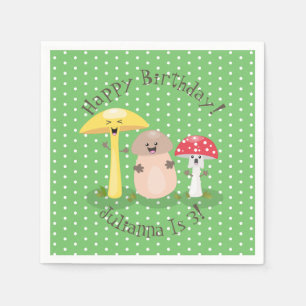 Niedliche Happy Pilz Cartoon Illustration Serviette