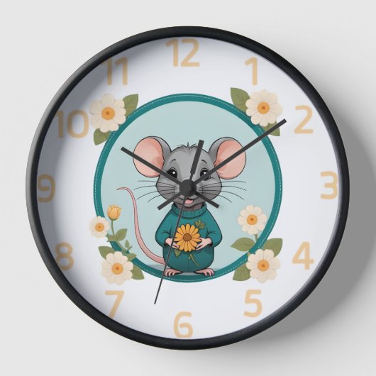 Niedliche Happy ratty mit Blume Uhr (Vorderseite)