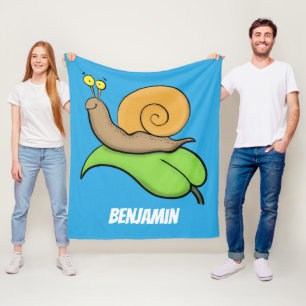 Niedliche Happy Snack auf Blatt Cartoon Illustrati Fleecedecke