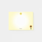 Niedliche Happy Sun und Sonnenblumen im gelben Hin Post-it Klebezettel (Vorderseite)