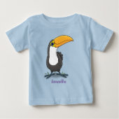 Niedliche Happy Toucan Blue Green Cartoon Illustra Baby T-shirt (Vorderseite)