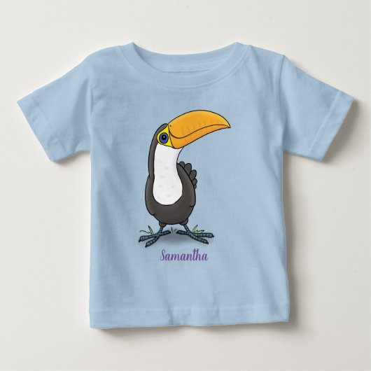 Niedliche Happy Toucan Blue Green Cartoon Illustra Baby T-shirt (Vorderseite)