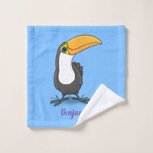 Niedliche Happy Toucan Blue Green Cartoon Illustra Badhandtuch Set