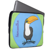 Niedliche Happy Toucan Blue Green Cartoon Illustra Laptopschutzhülle (Vorne Rechts)