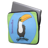 Niedliche Happy Toucan Blue Green Cartoon Illustra Laptopschutzhülle (Vorderseite Links)