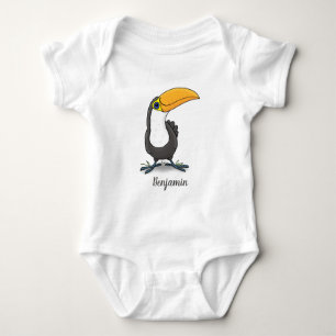 Niedliche Happy Toucan Cartoon-Abbildung Baby Strampler