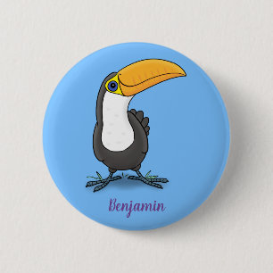 Niedliche Happy Toucan Cartoon-Abbildung Button