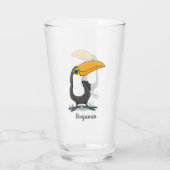 Niedliche Happy Toucan Cartoon-Abbildung Glas (Rückseite)