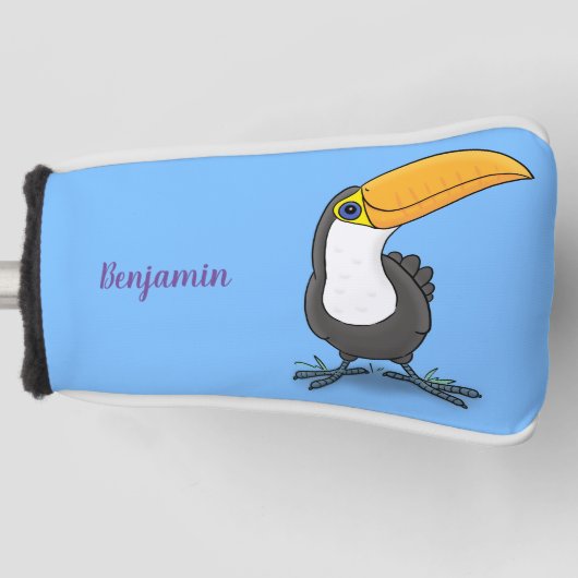Niedliche Happy Toucan Cartoon-Abbildung Golf Headcover (Vorderseite)
