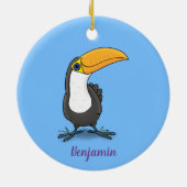 Niedliche Happy Toucan Cartoon-Abbildung Keramik Ornament (Hinten)