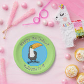 Niedliche Happy Toucan Cartoon-Abbildung Pappteller (Party)