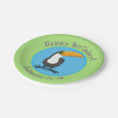 Niedliche Happy Toucan Cartoon-Abbildung Pappteller (Schrägansicht)
