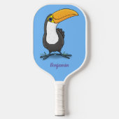 Niedliche Happy Toucan Cartoon-Abbildung Pickleball Schläger (Vorderseite)