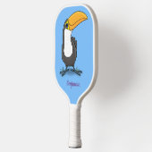 Niedliche Happy Toucan Cartoon-Abbildung Pickleball Schläger (Links)
