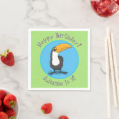 Niedliche Happy Toucan Cartoon-Abbildung Serviette (Beispiel)