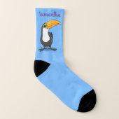 Niedliche Happy Toucan Cartoon-Abbildung Socken (Rechts - Außen)