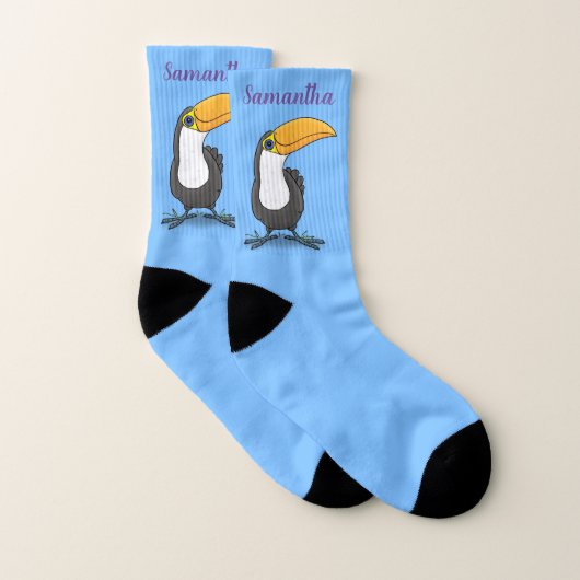 Niedliche Happy Toucan Cartoon-Abbildung Socken (Paar)