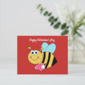 Niedliche Happy Valentine's Day Bee Feiertagspostkarte (Stehend Vorderseite)
