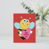 Niedliche Happy Valentine's Day Bee Postkarte (Stehend Vorderseite)