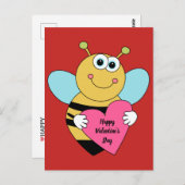 Niedliche Happy Valentine's Day Bee Postkarte (Vorne/Hinten)
