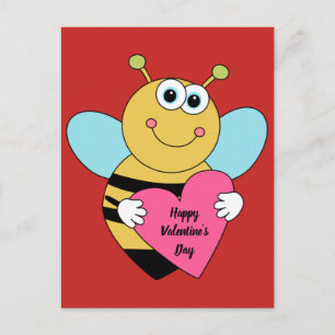 Niedliche Happy Valentine's Day Bee Postkarte