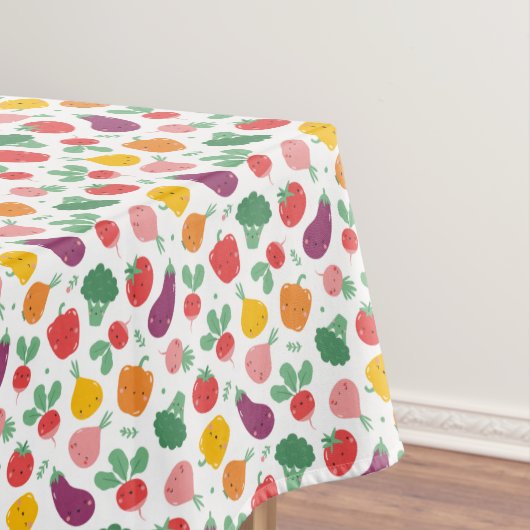 Niedliche Happy Veggies auf Weiß Tischdecke (Beispiel)