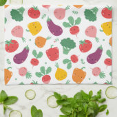Niedliche Happy Veggies Geschirrtuch (Gefaltet)