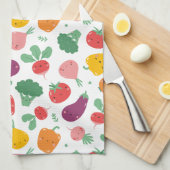 Niedliche Happy Veggies Geschirrtuch (Viertel Falte)