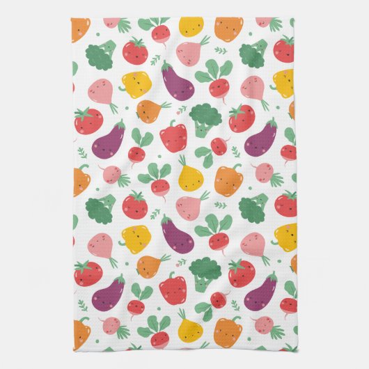 Niedliche Happy Veggies Geschirrtuch (Vertikal)