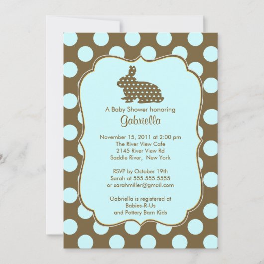 Niedliche Häschen-Jungen-Baby-Duschen-Einladung Einladung (Vorderseite)