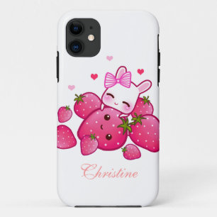 Niedliche Häschen-Lieben kawaii Erdbeere - iPhone 11 Hülle