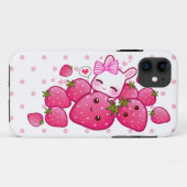 Niedliche Häschen-Lieben kawaii Erdbeeren Case-Mate iPhone Hülle (Rückseite (Horizontal))