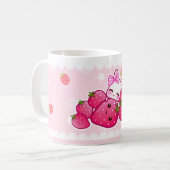 Niedliche Häschen- und kawaiierdbeeren Kaffeetasse (Vorderseite Links)