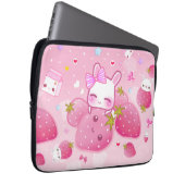 Niedliche Häschen- und kawaiierdbeeren Laptopschutzhülle (Vorne Rechts)