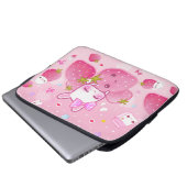 Niedliche Häschen- und kawaiierdbeeren Laptopschutzhülle (Vorne Knopf)